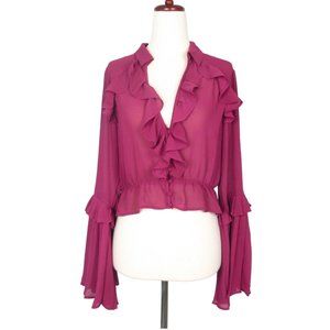 NWOT 💜 By Anthropologie Sheer V-Neck Blouse Medium Pink - Small